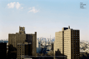 View of Brooklyn NYCHA housing developments with Manhattan skyline in background, used by The Dearie Law Firm for NYCHA injury legal services.
