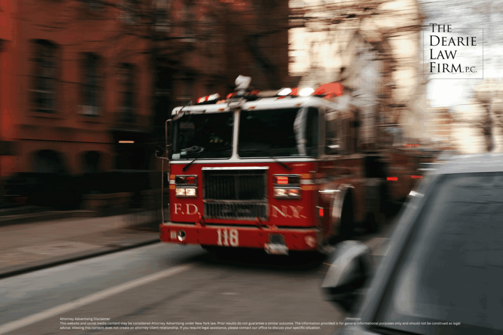 FDNY fire engine driving on a New York City street